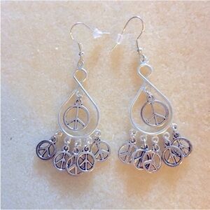 1 1/2" Length Peace Sign Charm Earrings